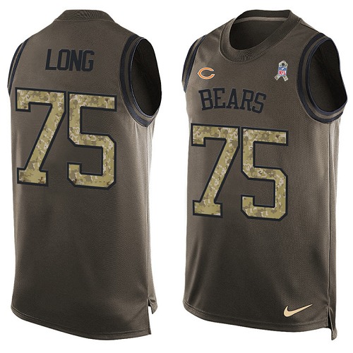 Men's Limited Kyle Long Nike Jersey Green - #75 Salute to Service Tank Top NFL Chicago Bears